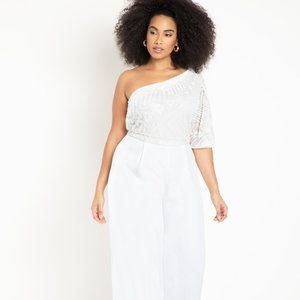 NEW Eloquii One Shoulder Jumpsuit with Lace Plus Sz 18w